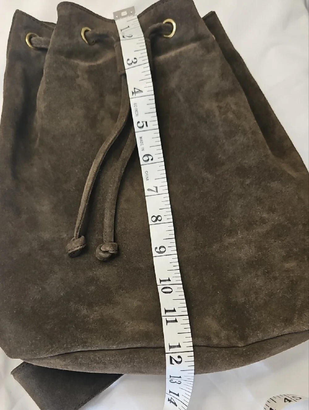 TALBOTS Classic Suede Drawstring Backpack - Brown